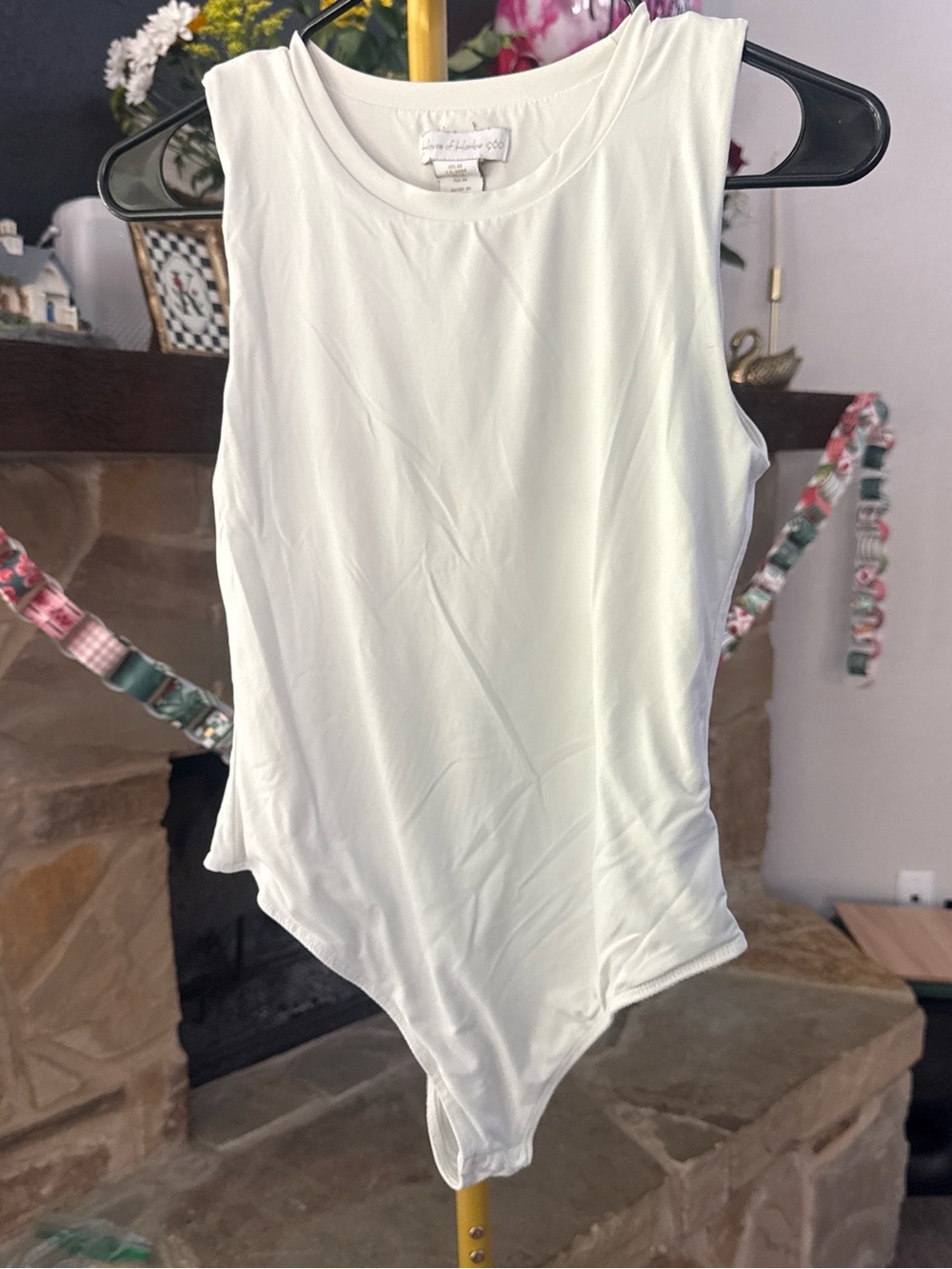 House of Harlow 1960 Cream Sleek Sleeveless Bodysuit